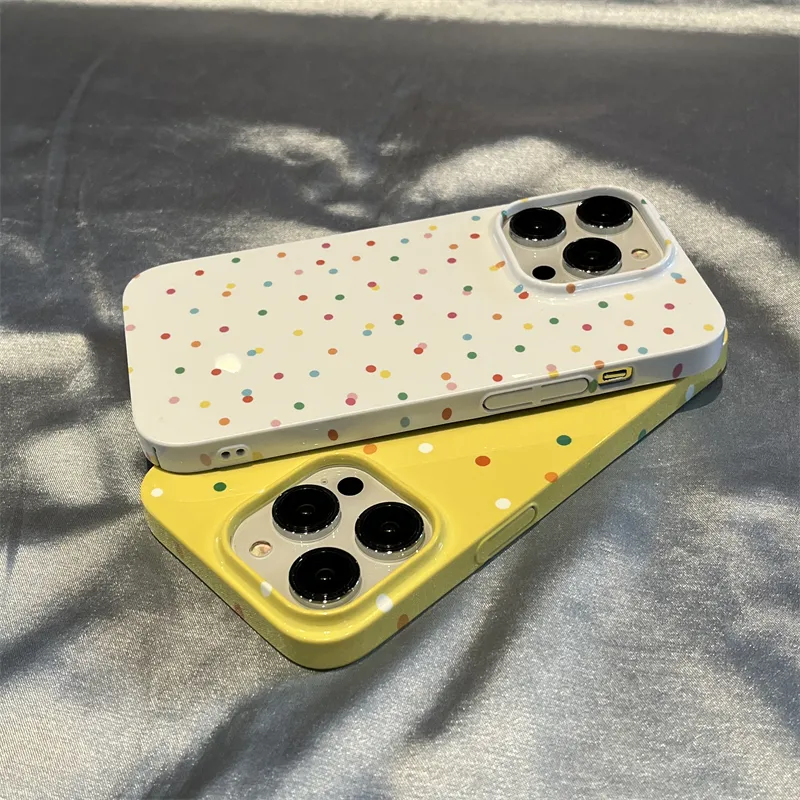 Ins Style Creativity Polka Dot Girl Phone Case Simple Slim Skin Feel Mobile Phone Cover For Iphone Series