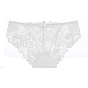 Bragas de encaje de tiro medio talla grande <span class=keywords><strong>XXL</strong></span>, lencería erótica de nailon sólido para mujer, estilo de Bikini <span class=keywords><strong>Sexy</strong></span> con encaje de flores
