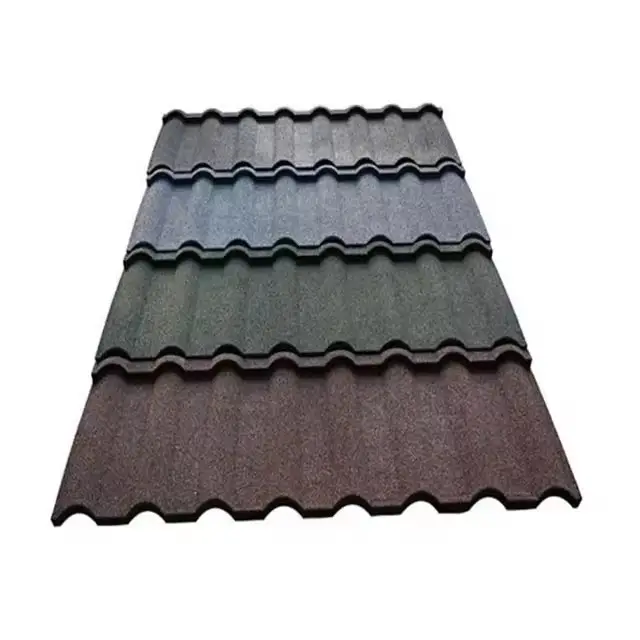 Ubin atap baja seng Aluminium berlapis ketebalan 0.4mm ubin Shingles batu dilapisi logam ubin atap