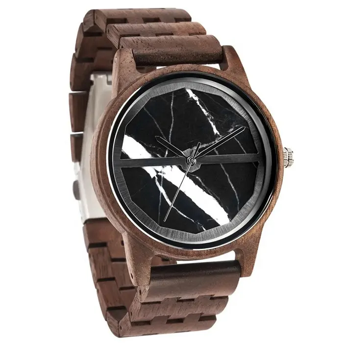 Reloj de madera de bambú minimalista para hombre, reloj de pulsera personalizado con movimiento japonés