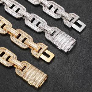 Hip Hop domuz burun bilezik 15mm T kare zirkon <span class=keywords><strong>Rap</strong></span> <span class=keywords><strong>rap</strong></span>çi erkekler için sınır ötesi aksesuarları zincirleri