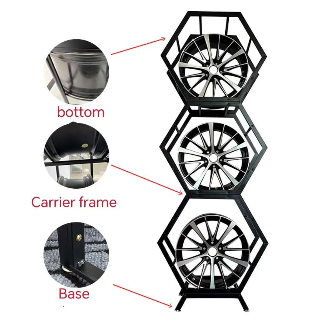 The lowest price Modern CAR Wheel Rim Display metal Stand Rack for Shop Metal Alloy 4S Shop SUV tires