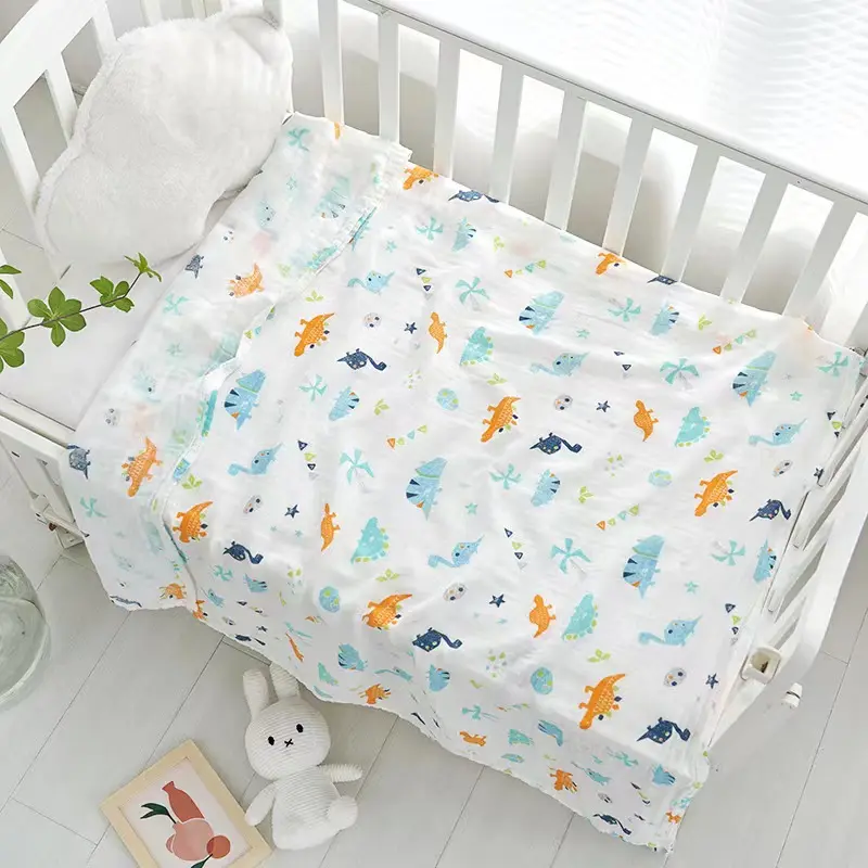 Service de vente en gros de haute qualité en coton bambou chaise longue poussette lange à langer couvertures en gaze de mousseline pour bébé