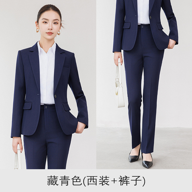 Navy blue suit trousers