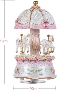 Music Box, <strong>Wind</strong> <strong>up</strong> Musical Boxes with Horses Color Change <strong>LED</strong> Luminous Light for Daughter Birthday Valentine Gift Castle - Product Image 3