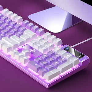 Venta al por mayor multifuncional Oficina hogar PC ordenador Teclado retroiluminado USB con cable teclado para juegos