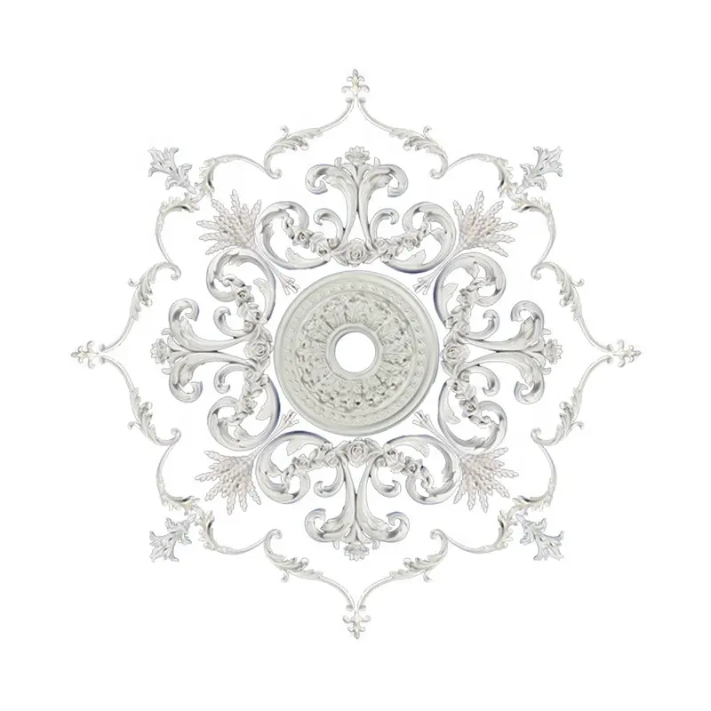 Decorazione per la casa francese di lusso moderno modanatura PU ornamento intagliato placche da parete per il medaglione del soffitto