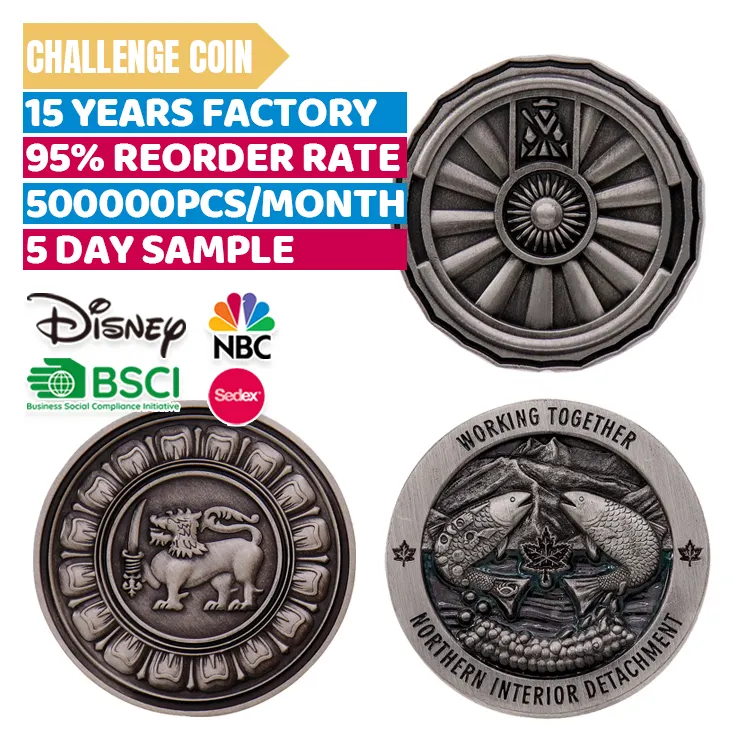 Indovina ti piace il Logo di incisione antico con moneta da sfida in metallo personalizzata di design
