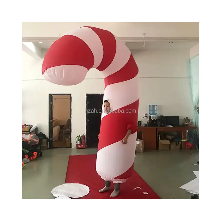 Opblaasbare Candy Cane Walking Kostuum Gigantische Kerst Inflatables Decoratie