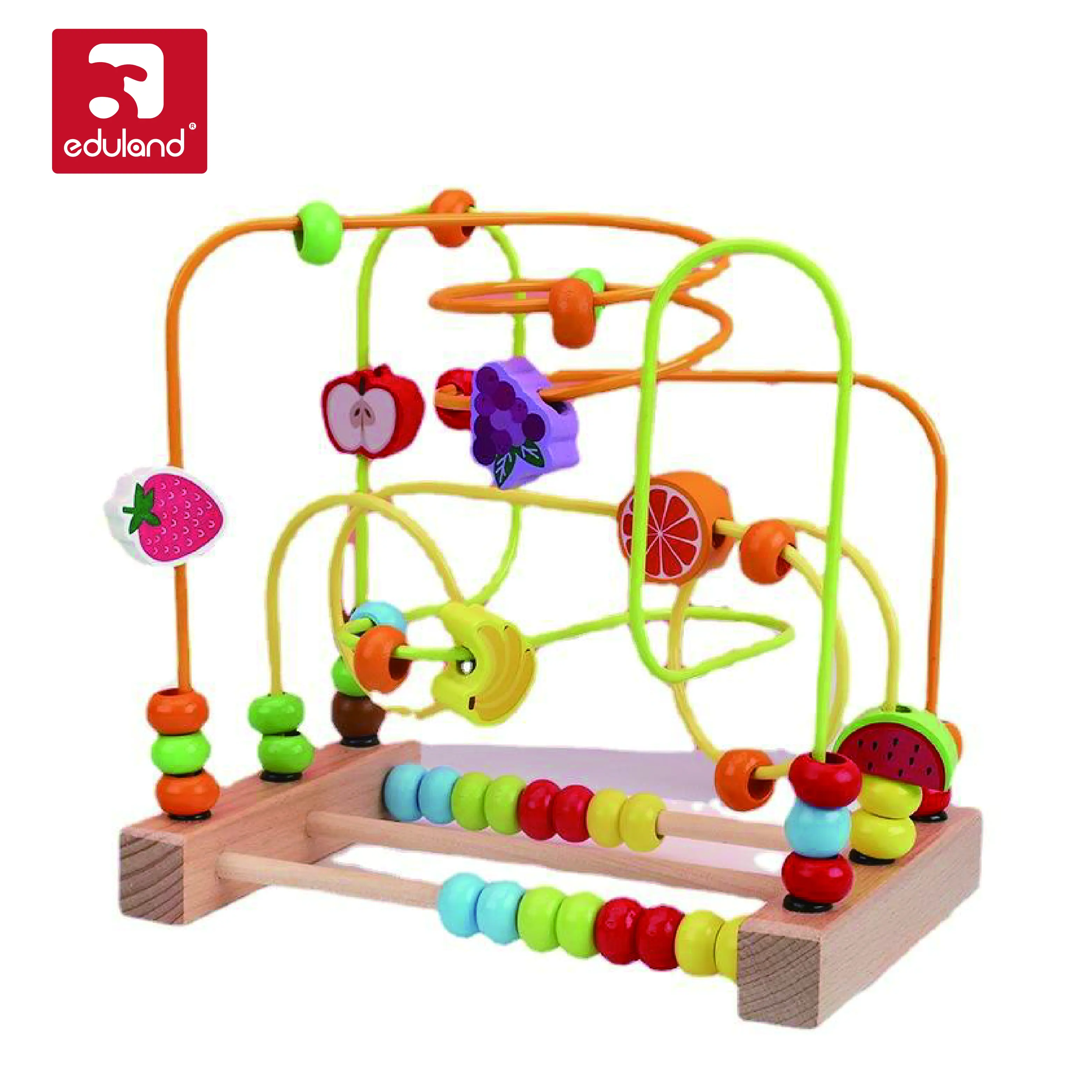 Toddler Baby Educational Wooden Toys Wooden Maze Roller Coaster Beaded Wooden Educational Toys