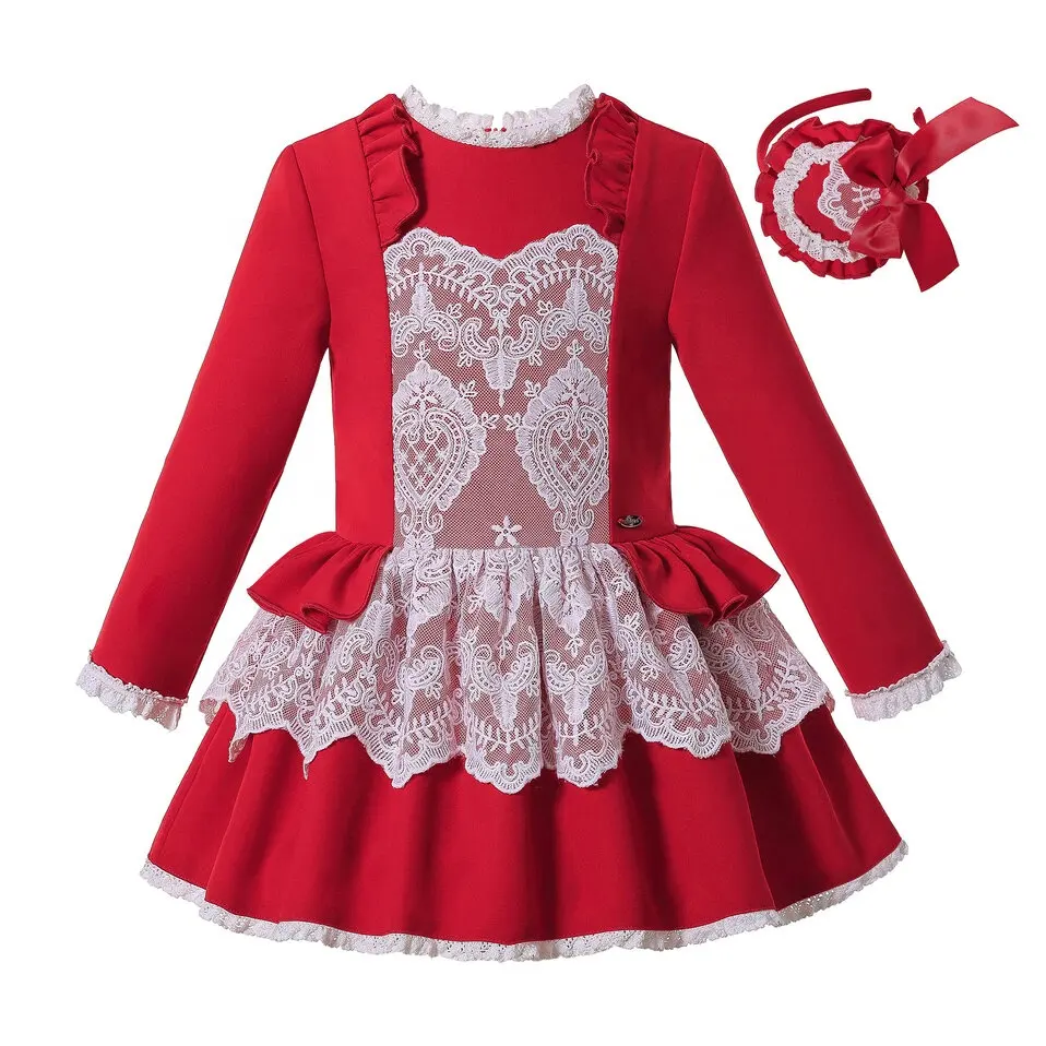 2023 OEM Pettigirl popular Vestido Vintage Vestido para Crianças Girl Party Dress Princess Girl Dress 4 a 8 Anos com Headband