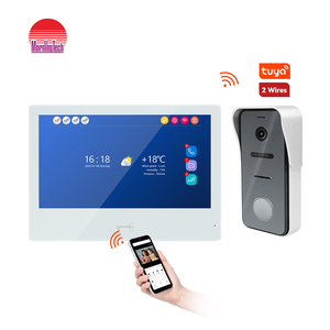Sistema de videoportero con cable de 2 cables con visión nocturna Timbre IP Monitor de cámara y bloqueo de puerta para puertas residenciales - Product Image 1
