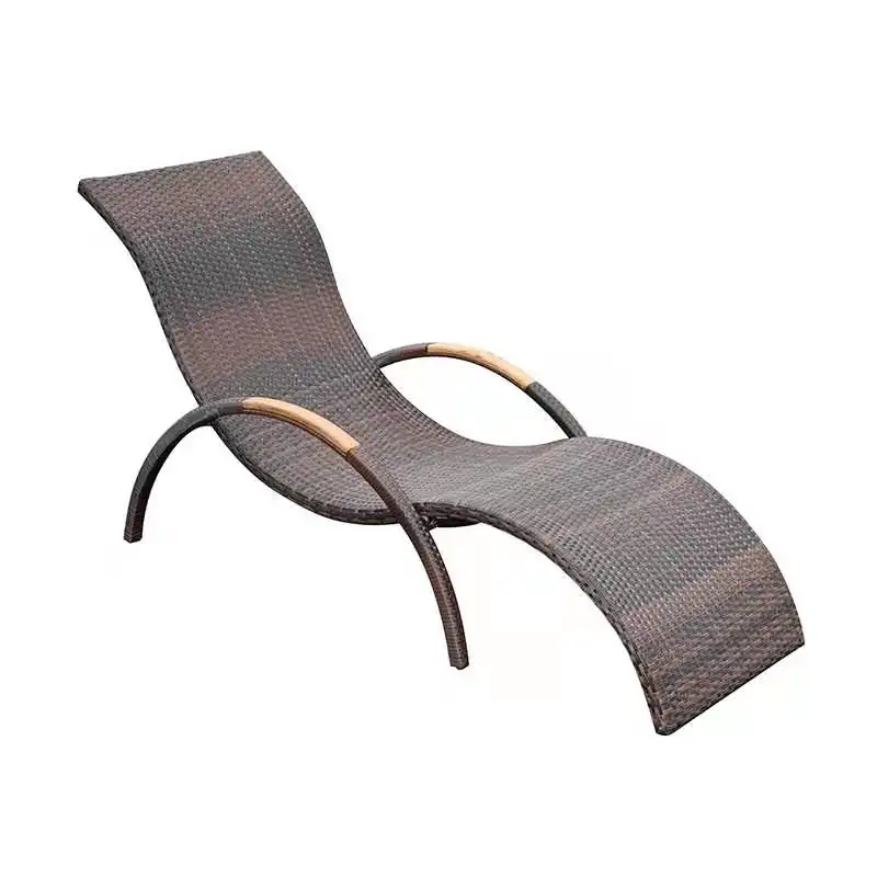 Strand-Rattan-Sonnenlehne Rattan Dochtstühle Außenmöbel Sonnenbett Pool Stahl moderner Freizeit-Schwimmbad Chaiselongue