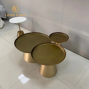 Luxury <strong>3</strong> Piece Nordic Minimalist Metal Coffee <strong>Table</strong> in Steel Gold Round Side <strong>Table</strong> Chrome Coffee <strong>Table</strong> <strong>Set</strong> - Product Image 2