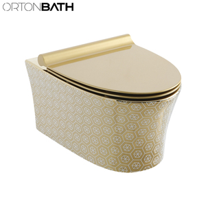 ORTONBATH Space Saving Gold <strong>Net</strong> Rimless Collision Smart Round Rectangular Square Wall Hung Mounted <strong>Wc</strong> Chinese Bathroom Toilet Wi - Product Image 5