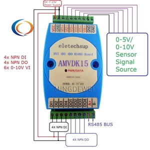 AMVDK15 RTU通信入力および出力モジュール6VI 4DI 4DO 0-10V入力デジタルRS485 MODBUS - Product Image 4