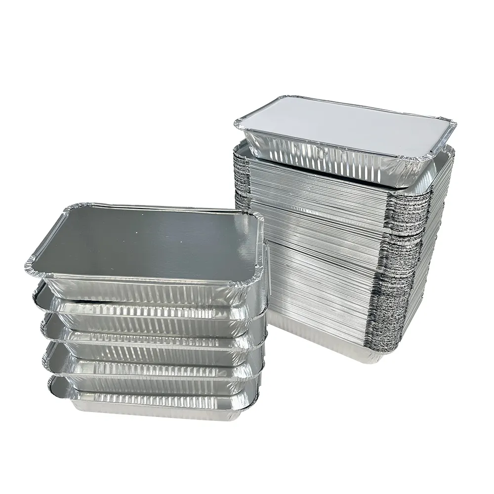 Sartenes de papel de aluminio con tapas Recipientes desechables para almacenar, hornear, preparar comidas y recalentar Congelador y horno seguros, reciclables