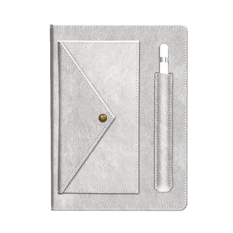 Notebook e caneta de couro, com bolso e dourado spine a5 negócios notebook e viagem margarida
