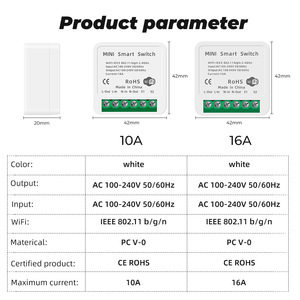 Interruptor inteligente de encendido/apagado para el hogar, minicontrolador Wifi con 2 vías de Control, 10A/16A - Product Image 5