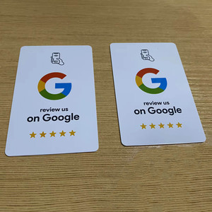 Benutzer definierter Druck QR-Code 13,56 MHz RFID-Social-Media-Karte 213 215 216 Google Review NFC-Visitenkarte