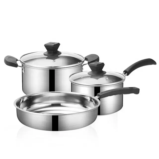 Modern cookware set Aço inoxidável 6pcs cozinha pote sopa pote conjunto indução panelas de ferro fundido