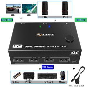 DP Dual-channel <strong>KVM</strong> <strong>Switch</strong> 2-<strong>Switch</strong> 2-PC Host DP Interface Keyboard Mouse Shared Display
