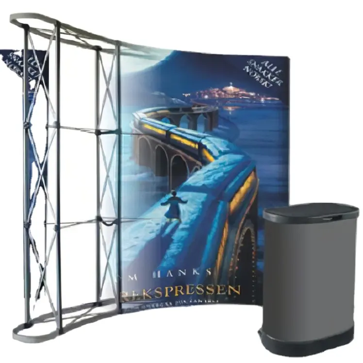 Exhibition backdrop 10ft Curve shape Magnetic pop up trade show display