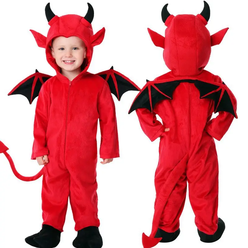 Ropa de Halloween para niños Red Devil Bat Cloak Ropa de actuación Vestir Body Cosplay