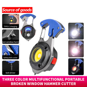 Mini Usb c Rechargeable Keychain Light Hook Magnet Screwdriver Hammer Whistle Emergency Cob <strong>Led</strong> Working Light Torches Flashlight - Product Image 2