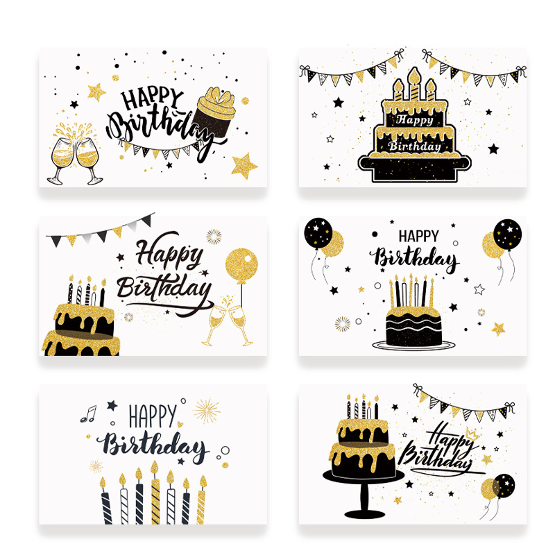 Birthday Card - Black and Gold Horizontal Version