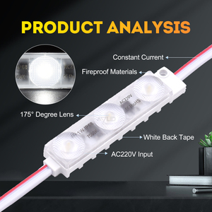 โคมไฟ LED โมดูลไฟ LED แบบฉีดอินพุต AC 220V พร้อมเลนส์กลม7000K IP68 1W SMD2835 3 LEDs - Product Image 2