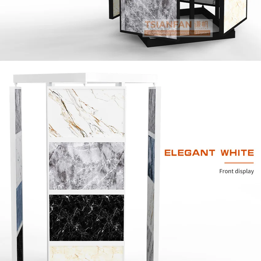 Hot selling rotatable floor stand for showroom display artificial stone marble quartz stone granite ceramic tile display rack