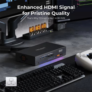 TESmart显示端口 + HDMI KVM交换机3监视器2台电脑USB 3.0 HDMI 2.1和DP 1.4 8K 60Hz 2端口KVM切换器 - Product Image 3