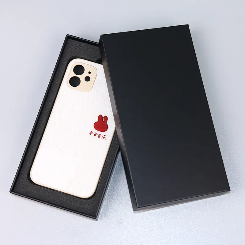 Luxury Retail Customization Phone case Packaging Box Black Lid and Base Cell phone Box for Gift