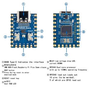 Orijinal ahududu Pi PICO geliştirme devre kartı modülü RP2040-Zero mini mikrodenetleyici çift çekirdekli Cortex M0 + işlemci 2MB FlashUSB