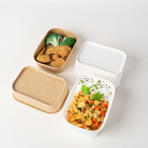带走食物容器方形纸碗外卖盒带盖矩形纸工艺纸定制矩形
