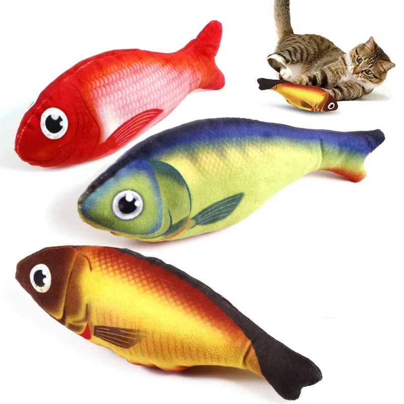 2024 Popular Quente Macio Simulação Peixe Gato Catnip Brinquedo De Pelúcia Indoor Interativo Dança Gatos Animais Mint Fish Chew Brinquedos