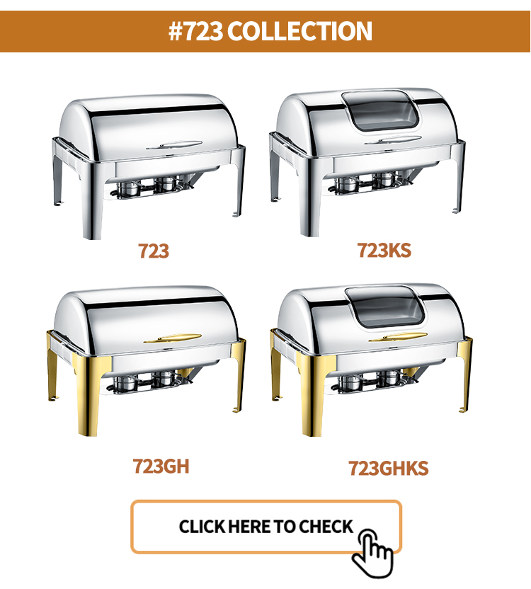 Oblong Buffet economic Round gold 8 quart chafing dish  lid golden  9l  roll top chafing dish
