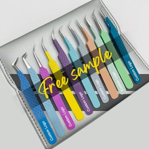 MEW Private Label Custom Lash Extensão Ponta De Fibra Forte Segure Volume 45 90 Graus Pinças de aço inoxidável Para Extensão Dos Cílios - Product Image 1