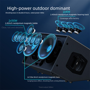 Nova Chegada Ativo Dupla OTG Polegada Subwoofer Speaker Profissional Áudio Vídeo para Sistema De Som Ao Ar Livre Com Tela LCD
