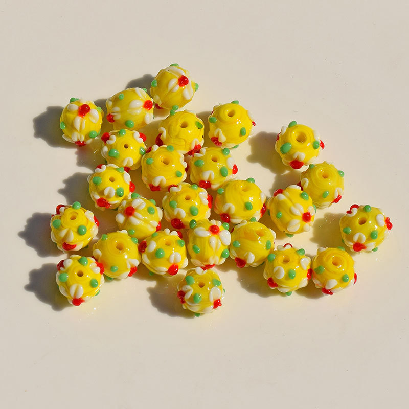 Perles en vrac jaunes de 12 mm