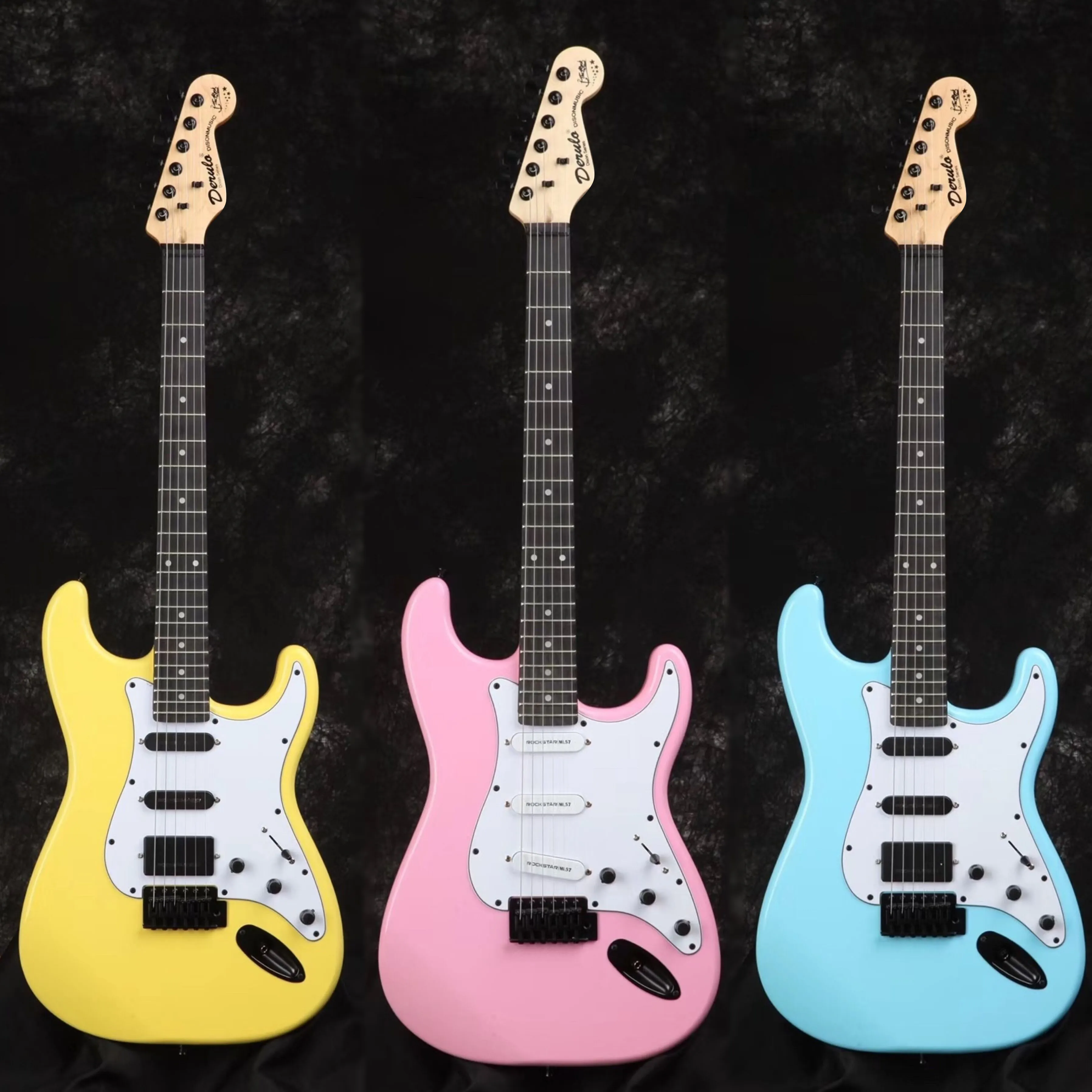 Derulo guitarra eléctrica de alta calidad 6 cuerdas tipo ST precio barato ed amarillo rosa azul negro blanco múltiples colores precio de fábrica