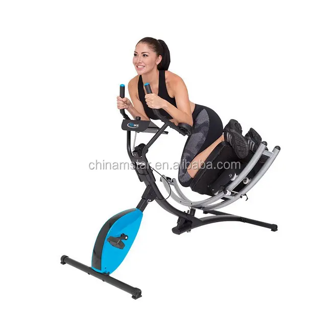 China fábrica 2 em 1 máquina treinador abdominal roda do rolo do músculo com fitness bicicleta magnética exercício