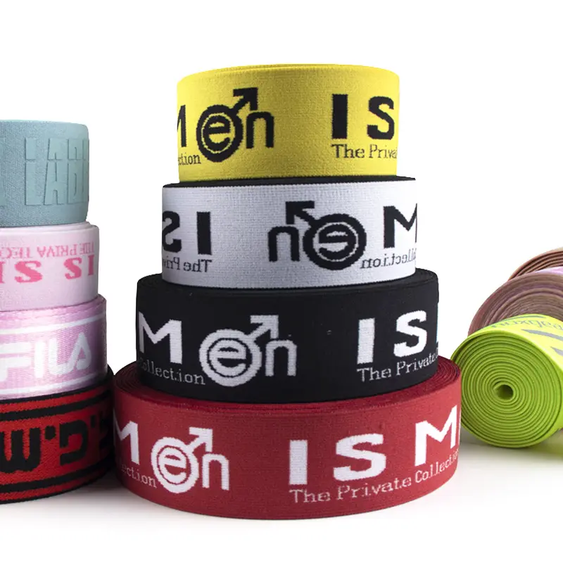 GINYI Factory Custom logo 10/15/20/25/30mm width woven Jacquard elastic nylon webbing band for Clothes