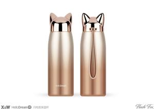 Bình Nước Giữ Nhiệt Chân Không Bằng Thép Không Gỉ Hình Cáo Hoạt Hình Màu Chuyển Sắc 300Ml Thiết Kế Mới Làm Quà Tặng - Product Image 5