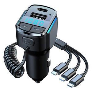 1ชิ้น3 in 1เครื่องเล่น MP3อเนกประสงค์ในรถยนต์1พอร์ตชาร์จ USB และ1PC Type-C สายข้อมูล FM ที่ชาร์จเร็ว - Product Image 1