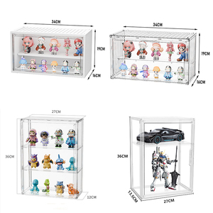 Wholesale 2-Tier Clear Toy Figure <strong>Display</strong> Case Anime Figures Showcase <strong>Stackable</strong> Labubu Protective Case <strong>Display</strong> Box - Product Image 1