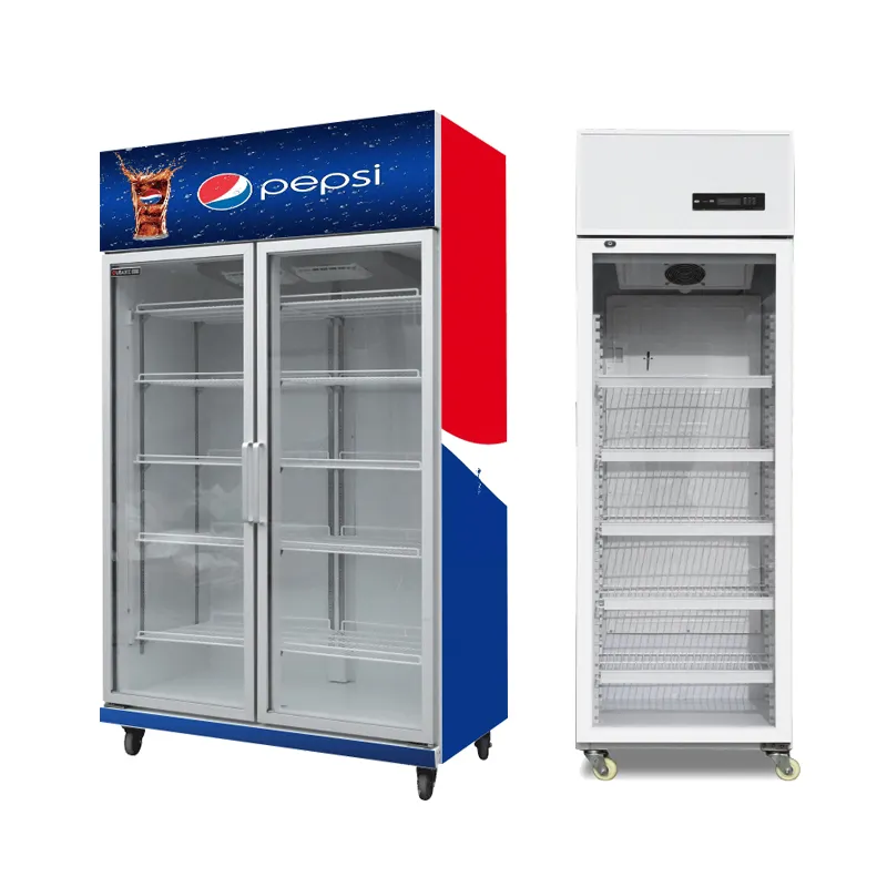 2022 Hot Selling Upright Two Glass Door cold Drink Beer Freezer Showcase Cooler chiller