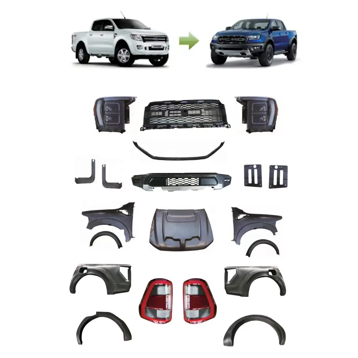 High quality Car Modified old style to new Body Kits for 2012-2021 Ranger body Kit Upgrade 2022 F150 Raptor body kit