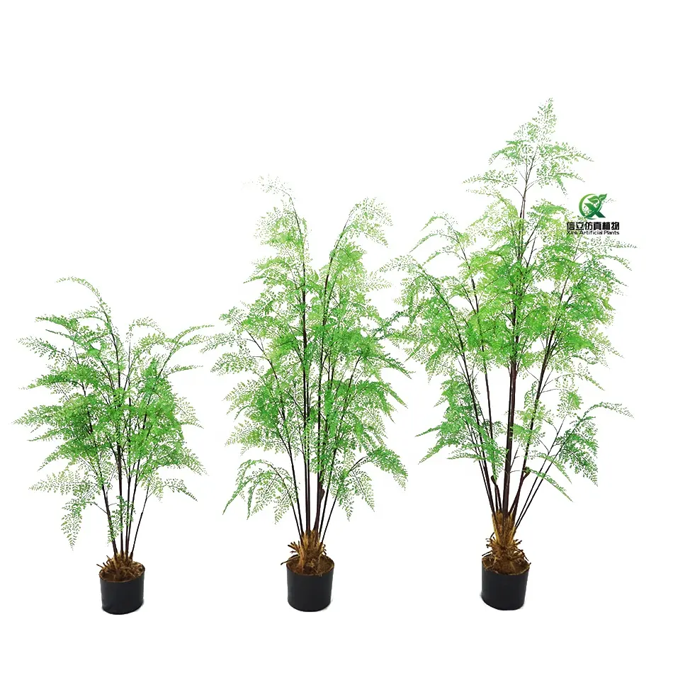 Planta de arbusto de helecho verde en maceta de plástico de alta calidad, helecho Artificial de 120 cm para decoración interior del hogar
